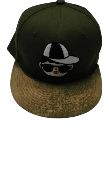 KITOS GREEN SPLASH HAT featuring a unique design with an embroidered character and a stylish brim.