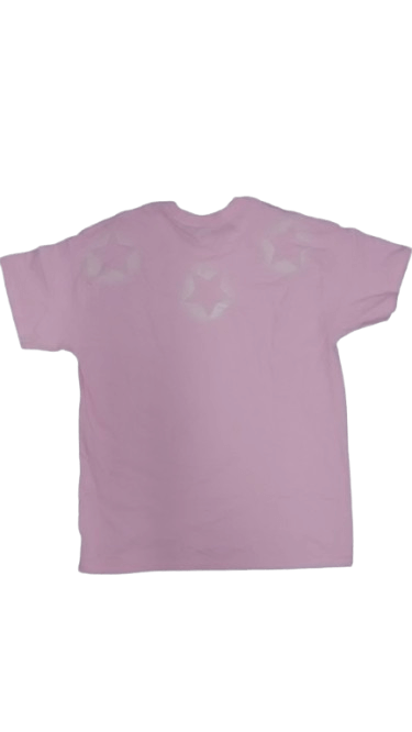 Kitos star t-shirts back view showing soft pink fabric with star design and Kitos logo.