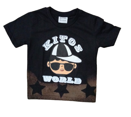 KIDS BLACK KITOS WORLD STAR T-SHIRTS