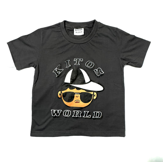 KIDS GREY KITOS WORLD T-SHIRT